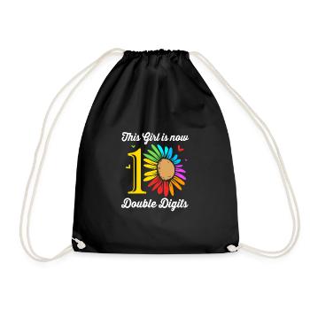 13th Birthday Ten Year of Birth Date of Birth Date of Birth - Drawstring Bag - black - Front