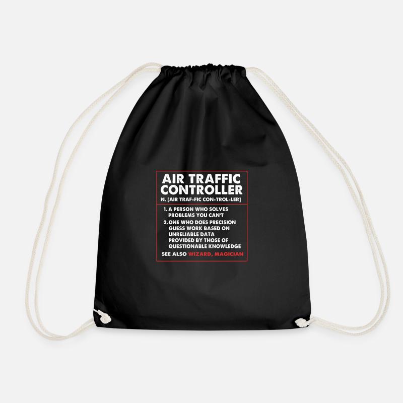 Air traffic controller - Drawstring Bag - black