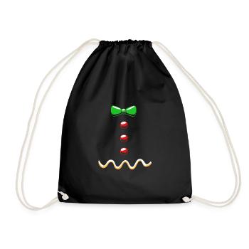 Gingerbread Man Gingerbread Heart Gingerbread Snacking - Drawstring Bag - black - Front