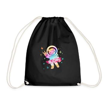 BJÖRN - Beautiful boy name with cute astronaut - Drawstring Bag - black - Front