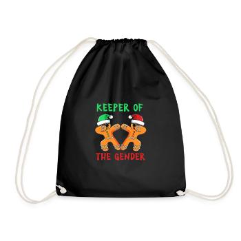Christmas Gender Reveal Newborn Baby Sayings - Drawstring Bag - black - Front