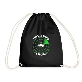 Pilot Airplane - Drawstring Bag - black - Front