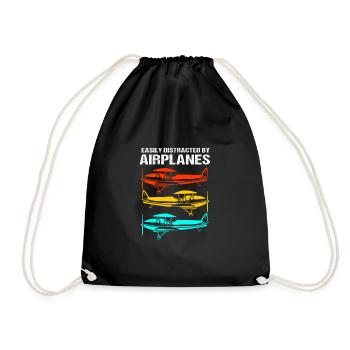 Pilot Airplane - Drawstring Bag - black - Front