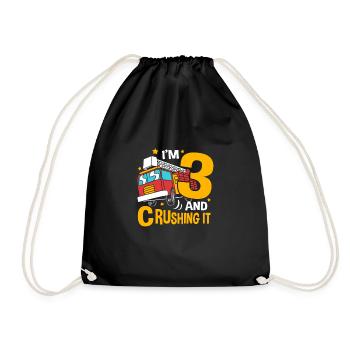 Fire Truck Children's Birthday Party - Drawstring Bag - black - Front