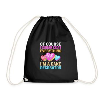 Cake Tartlet Decoration Cake - Drawstring Bag - black - Front