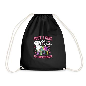 Dachshund - Drawstring Bag - black - Front