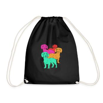 Dachshund - Drawstring Bag - black - Front