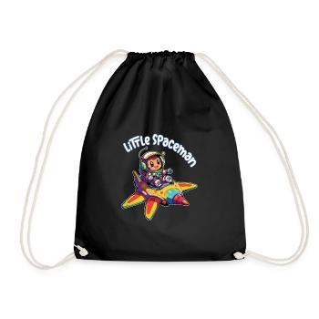 Astronaute petit astronaute dans un vaisseau spatial coloré - Sac de sport léger - noir - Devant