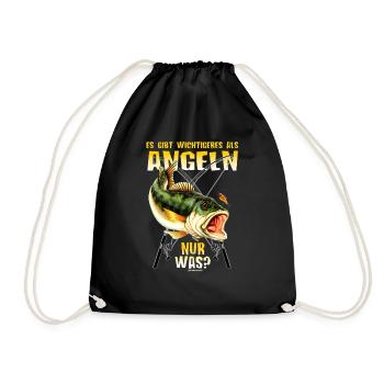 FID - Angler Designs - es gibt wichtigeres als - Turnbeutel - Schwarz - Vorne