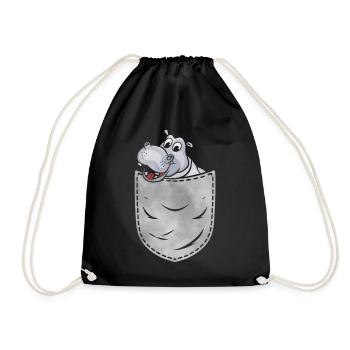 Nilpferd In Der Tasche Tier Brusttasche Nilpferd - Turnbeutel - Schwarz - Vorne