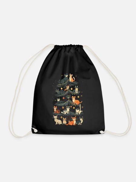 Katzen Tannenbaum Weihnachten Christbaum - Turnbeutel - Schwarz