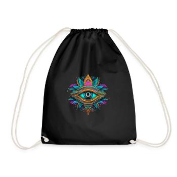 Design Element Auge Neon Tribal - Turnbeutel - Schwarz - Vorne