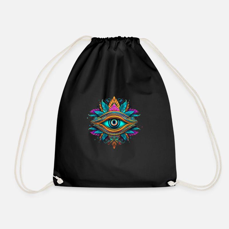 Design Element Auge Neon Tribal - Turnbeutel - Schwarz