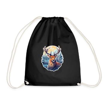 Deer in winter landscape - Drawstring Bag - black - Front