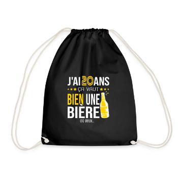 Cadeau d anniversaire 20 ans j ai 20 ans et bière - Sac de sport léger - noir - Devant