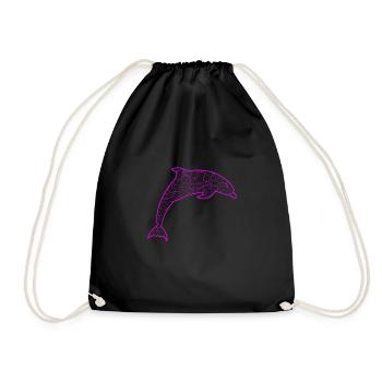 Delfin Dolphin - Turnbeutel - Schwarz - Vorne