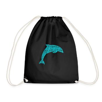 Delfin Dolphin - Turnbeutel - Schwarz - Vorne