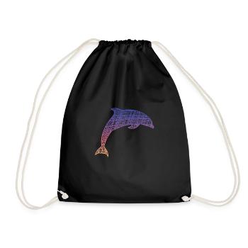 Delfin Dolphin - Turnbeutel - Schwarz - Vorne