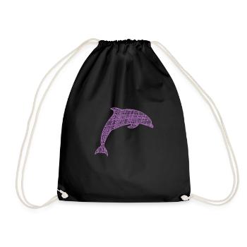 Delfin Dolphin - Turnbeutel - Schwarz - Vorne
