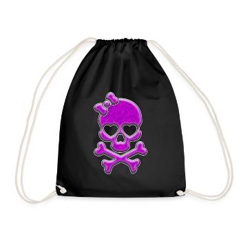 Pink Lady Skull | Schädel Totenkopf - Turnbeutel - Schwarz - Vorne
