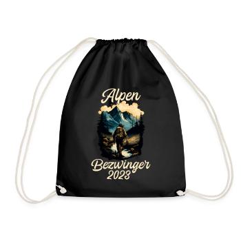 Alpenbezwinger 2023 Alpenüberquerung Finisher - Turnbeutel - Schwarz - Vorne