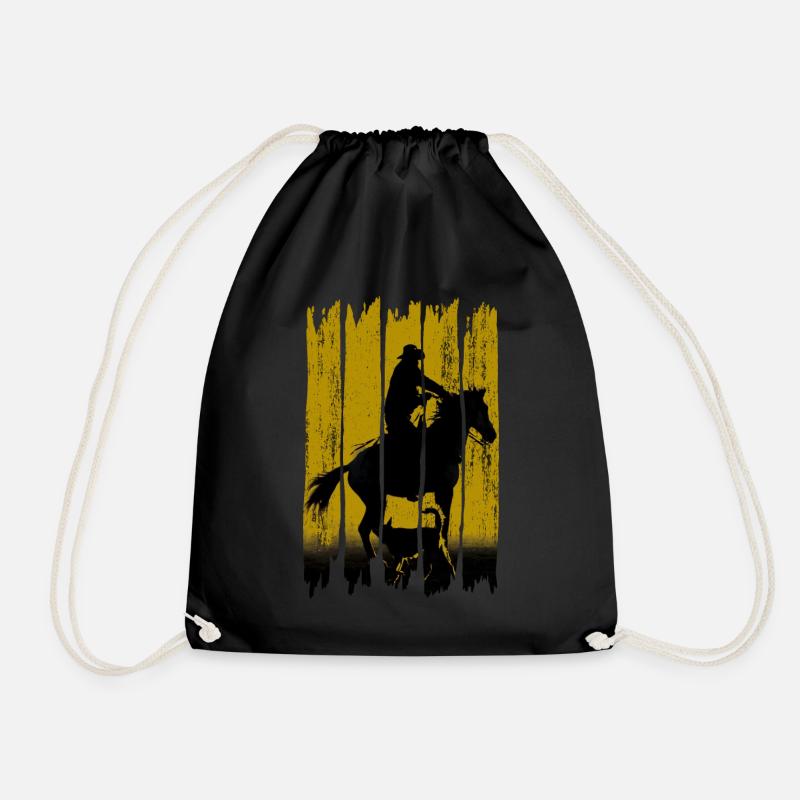 Cowboy Western Rancher - Drawstring Bag - black