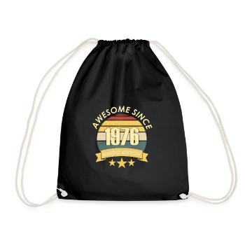 Vintage Awesome since 1976 Birthday Retro seashe - Drawstring Bag - black - Front