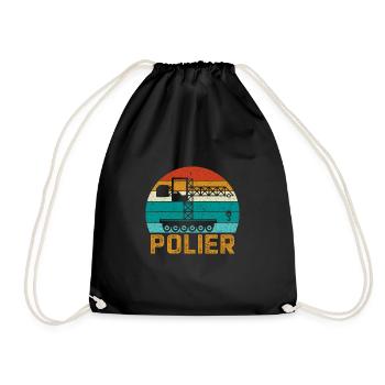 Polier Geschenkidee Baustelle Kran - Turnbeutel - Schwarz - Vorne
