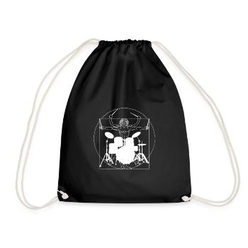 Drummer Vitruvian Man Drumsticks - Drawstring Bag - black - Front