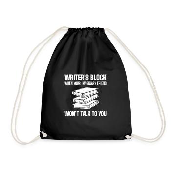 Author - Drawstring Bag - black - Front