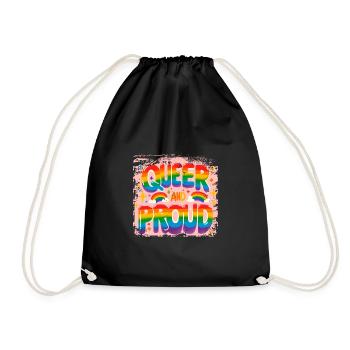 Queer and proud - Drawstring Bag - black - Front