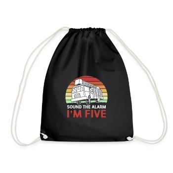Fire Truck Children's Birthday Party - Drawstring Bag - black - Front