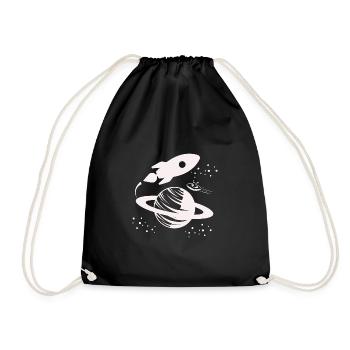 Astronaut - Space Rocket Universe Planet - Drawstring Bag - black - Front