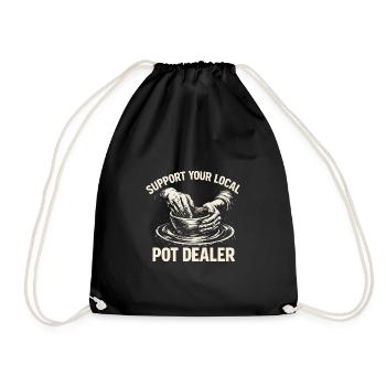 Humor Pottery - Support Your Local Pot Dealer - Drawstring Bag - black - Front