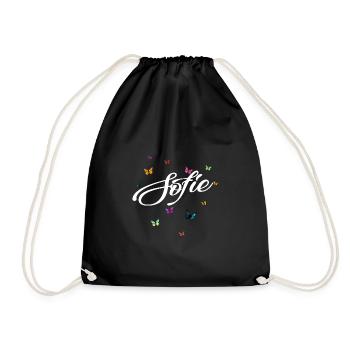 SOFIE - Girl Name with Colorful Butterflies - Drawstring Bag - black - Front