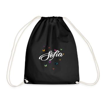 SOFIA - Girl's name with colorful butterflies - Drawstring Bag - black - Front