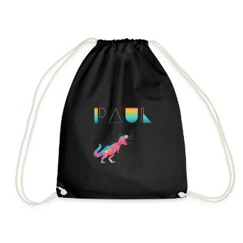 PAUL - Beautiful boy name with dinosaur - Drawstring Bag - black - Front