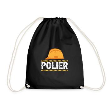Polier Geschenk Baustelle - Turnbeutel - Schwarz - Vorne