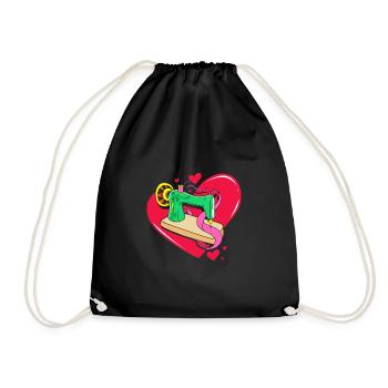 Sewing Machine Seamstress - Drawstring Bag - black - Front