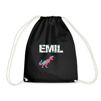 EMIL - Beautiful boy name with dinosaur - Drawstring Bag - black - Front