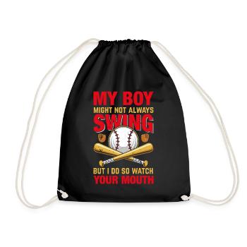 Baseball Mon garçon ne frappe pas toujours, je le fais - Sac de sport léger - noir - Devant