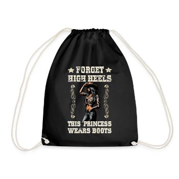 Forget high heels, this princess wears boots - Drawstring Bag - black - Front