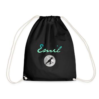 EMIL - Beautiful boy name with dinosaur - Drawstring Bag - black - Front