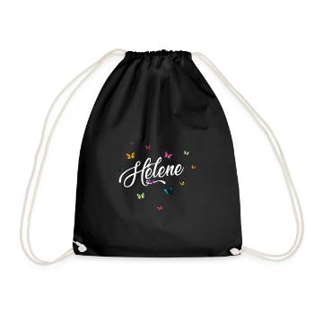 HELENE - Girl Name with Colorful Butterflies - Drawstring Bag - black - Front
