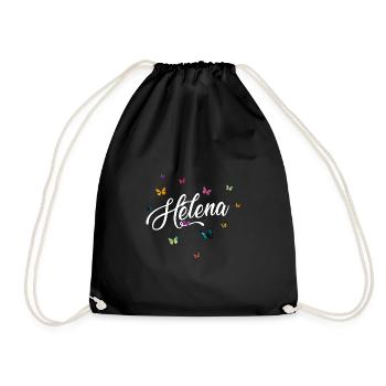HELENA - Girl Name with Colorful Butterflies - Drawstring Bag - black - Front