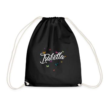 ISABELLA - Girl's name with colorful butterflies - Drawstring Bag - black - Front