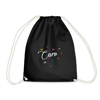 CARO - Nom de fille avec des papillons colorés - Sac de sport léger - noir - Devant