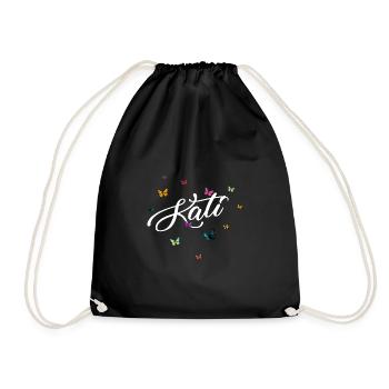 KATI - Nom de fille avec des papillons colorés - Sac de sport léger - noir - Devant