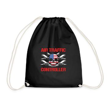 Air traffic controller - Drawstring Bag - black - Front