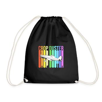 Crop Duster Airplane Pilot Gift - Drawstring Bag - black - Front